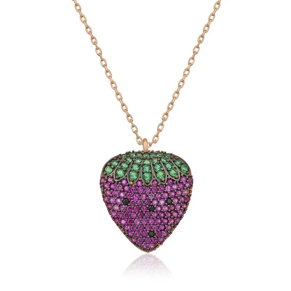 Gümüş Rose Çilek Bayan Kolye ürün görseli