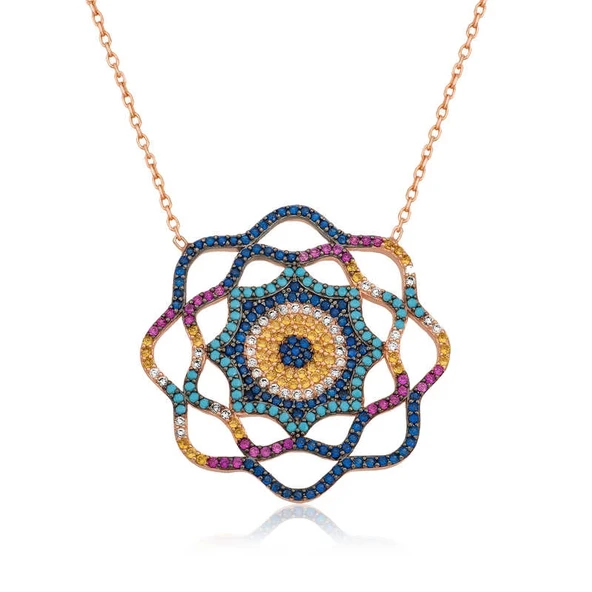 Gümüş Yaşam Güneşi Nazar Bayan Kolye ürün görseli