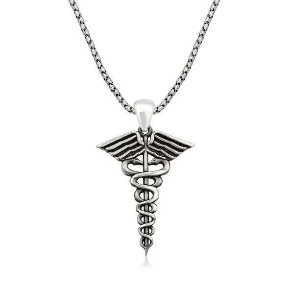 ​Gümüş Tıp Sembolü Kadüse Kolye ürün görseli