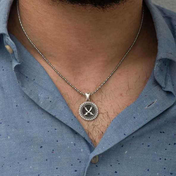 ​Gümüş Zülfikar Kılıcı Desenli Kolye - Resim 2