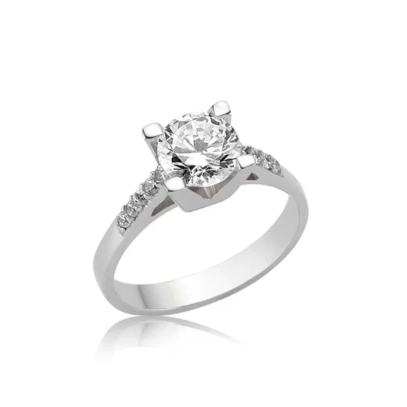 Gümüş Tek Taş Bayan Yüzük ürün görseli