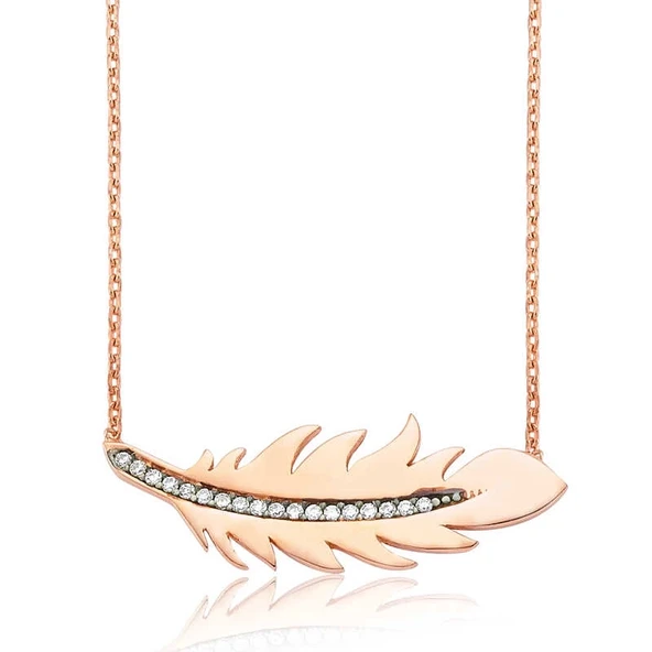 Gümüş Kuş Tüyü Bayan Kolye ürün görseli