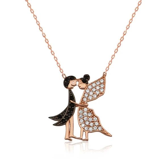 Gümüş Aşık Kelebekler Bayan Kolye ürün görseli 1