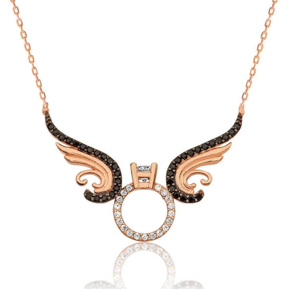 Gümüş Tek Taş Melek Bayan Kolye ürün görseli