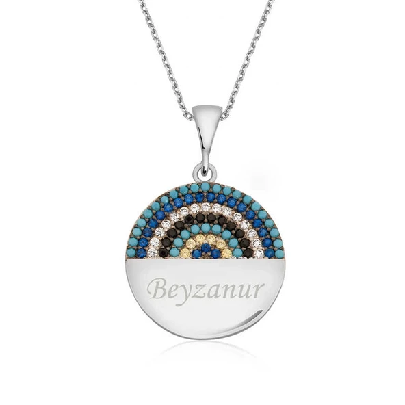 Gümüş Mavi Taşlı İsimli Bayan Kolye ürün görseli