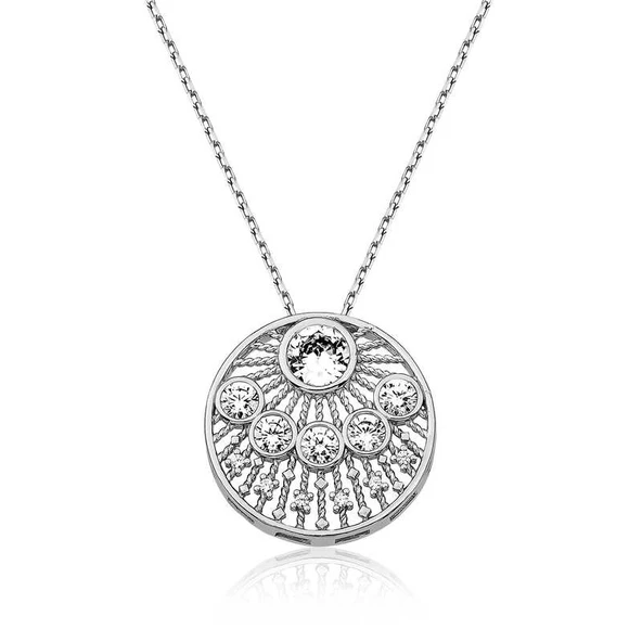 Gümüş Etnik Desenli Bayan Kolye ürün görseli