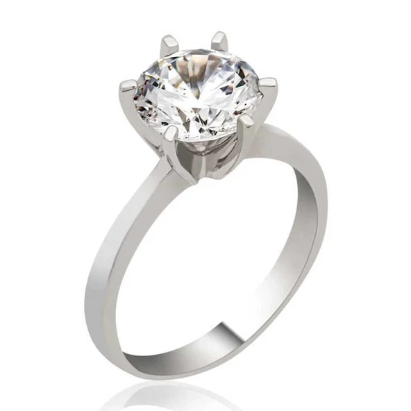 Gümüş Tek Taş Bayan Yüzük ürün görseli 1