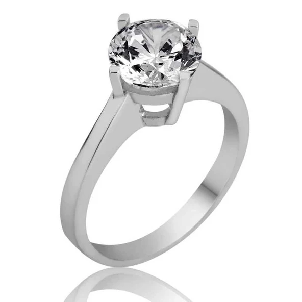 Gümüş Tek Taş Bayan Yüzük ürün görseli