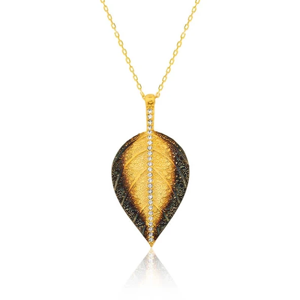 Gümüş Yaprak Bayan Kolye ürün görseli 1