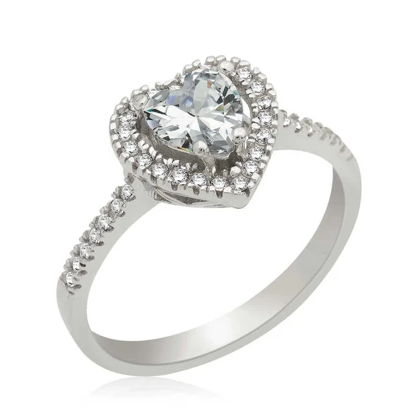 Gümüş Kalpli Bayan Yüzük ürün görseli 1