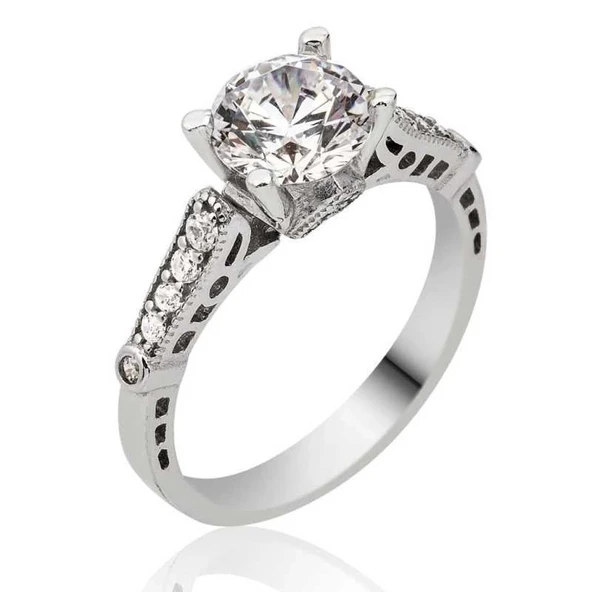 Gümüş Tek Taş Bayan Yüzük ürün görseli