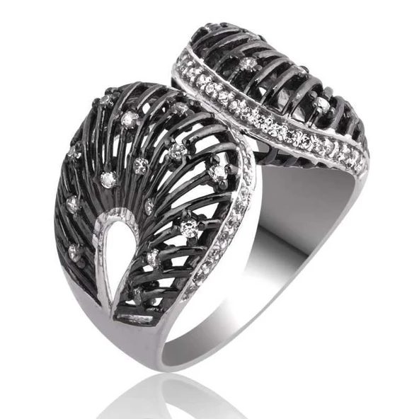 Gümüş Beyaz Taşlı Bayan Yüzük ürün görseli