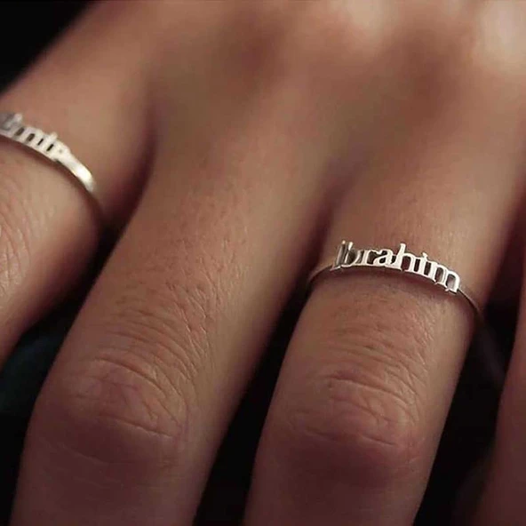 Gümüş Kişiye Özel İsim Yazılabilen Bayan Yüzük ürün görseli 1