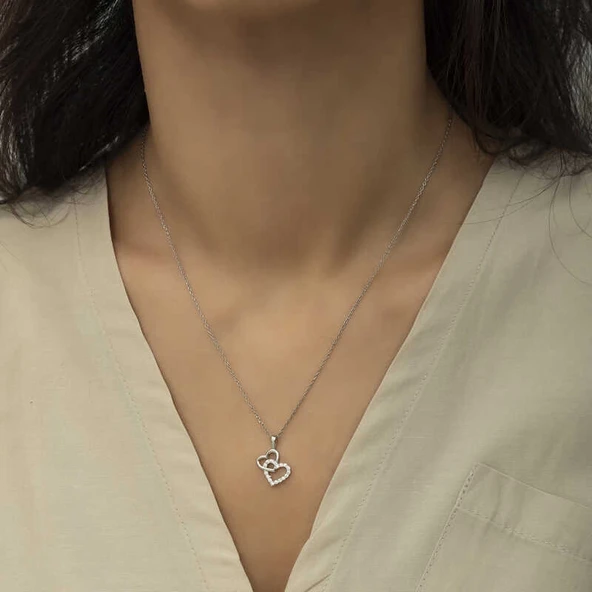 Gümüş Kalp Bayan Kolye - Resim 2