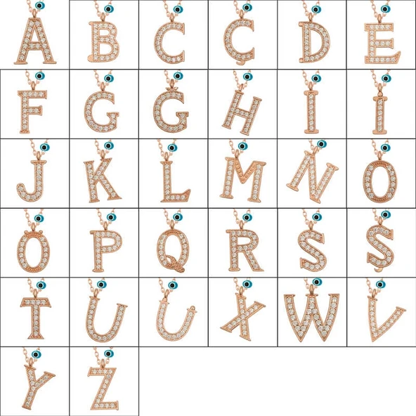 Gümüş Nazar Rose G Harfi Kadın Kolye - Resim 2