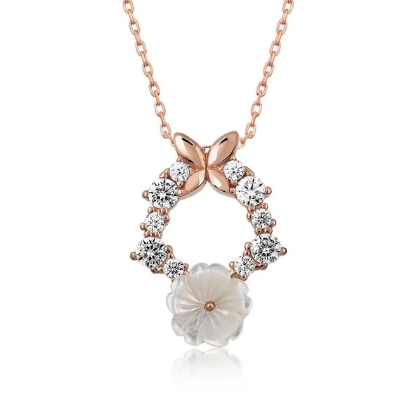 Gümüş Rose Bahar Çiçeği Kolye ürün görseli