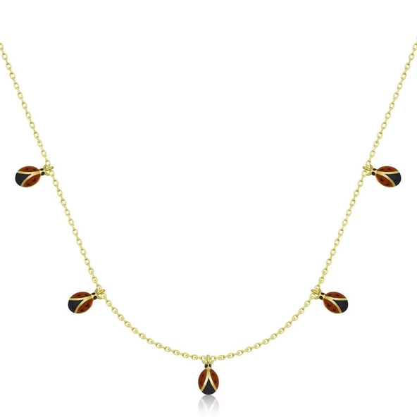 Gümüş Gold Uğur Böceği Şans Kadın Kolye ürün görseli