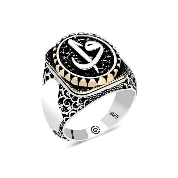 Gümüş Elif Vav Oval Erkek Yüzük ürün görseli