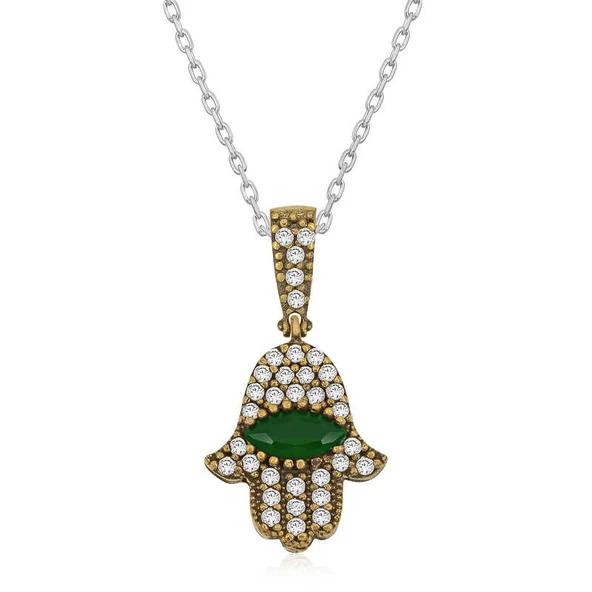 Gümüş Fatma Eli Otantik Bayan Kolye ürün görseli