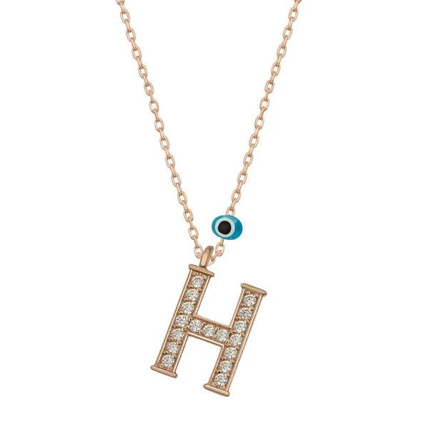 Gümüş Nazar Rose H Harfi Kadın Kolye ürün görseli