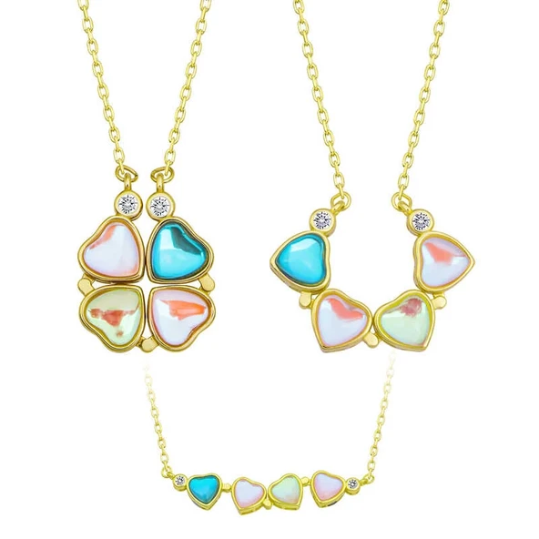 Gümüş Renkli Açılabilen Yonca Kadın Kolye ürün görseli