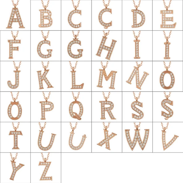 Gümüş Rose O Harfi Kadın Kolye - Resim 2