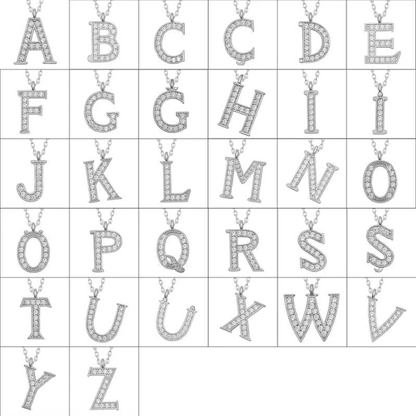 Gümüş Rodyum P Harfi Kadın Kolye - Resim 2