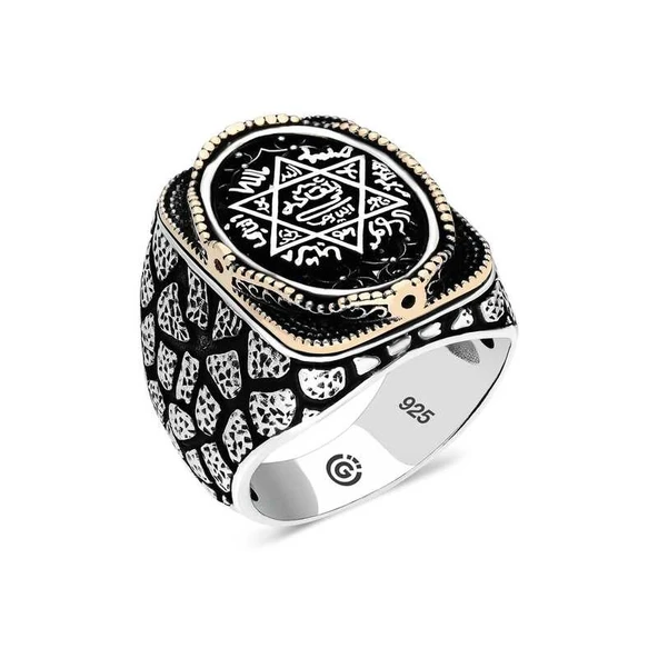 Gümüş Süleyman Mührü Oval Erkek Yüzük ürün görseli