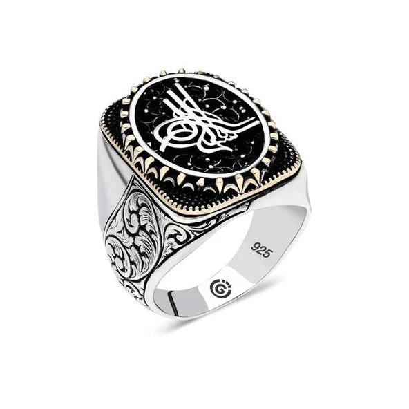 Gümüş Tuğra Oval Erkek Yüzük ürün görseli