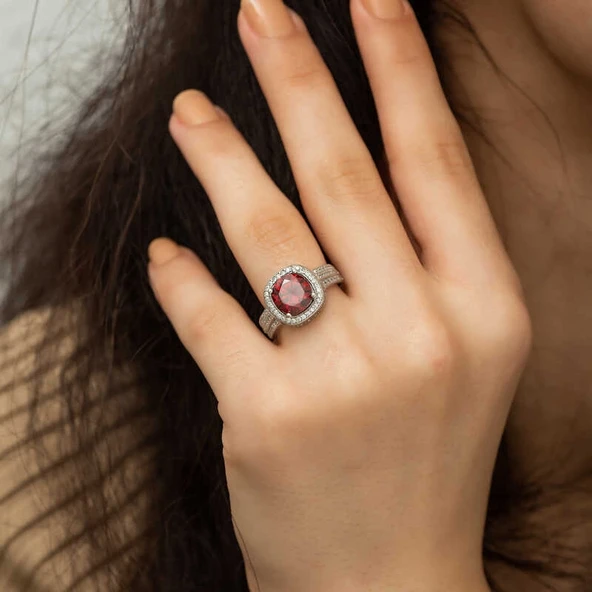 Gümüş Baget Yuvarlak Bayan Yüzük - Resim 5