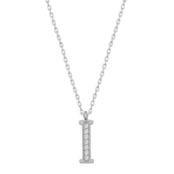 Gümüş Rodyum I Harfi Kadın Kolye ürün görseli