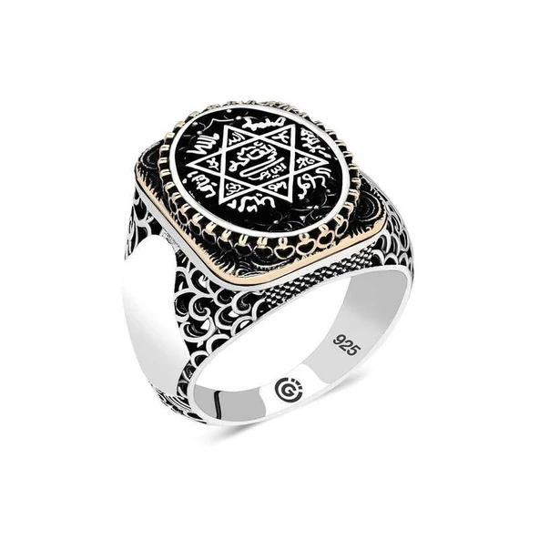 Gümüş Süleyman Mührü Oval Erkek Yüzük ürün görseli