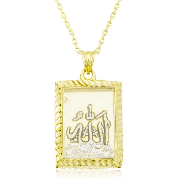 Gümüş Gold Allah Yazılı Kadın Kolye ürün görseli