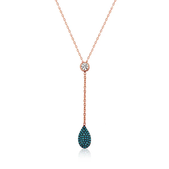 Gümüş Rose Aşk Damlası Bayan Kolye ürün görseli 1