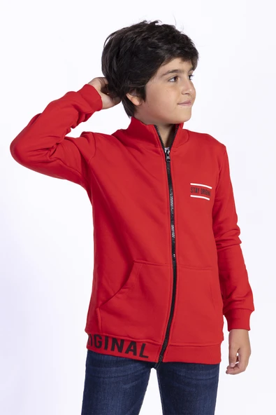 Toontoy Erkek Çocuk Baskılı Kanguru Cepli Hırka - 2