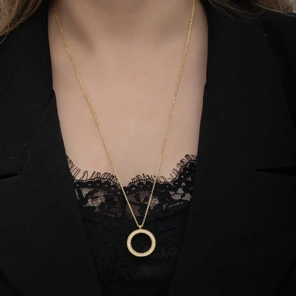 Gümüş Gold Kaplama Yuvarlak Çeyrek Altın Takılabilen Kadın Kolye - Resim 4