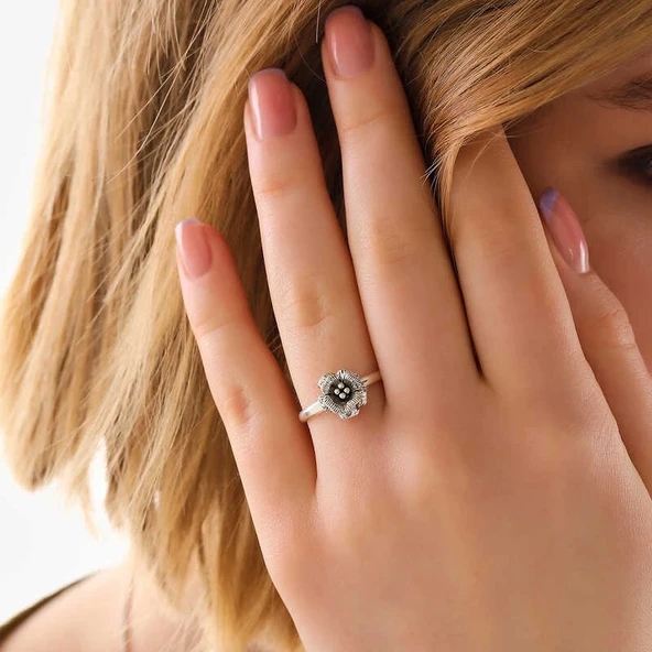 Gümüş Gül Kadın Yüzük - Resim 2