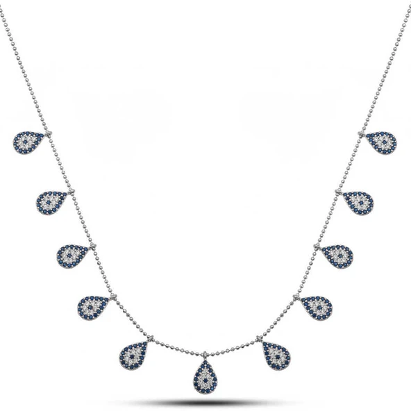 Gümüş Damla Nazarlı Şans Kadın Kolye ürün görseli