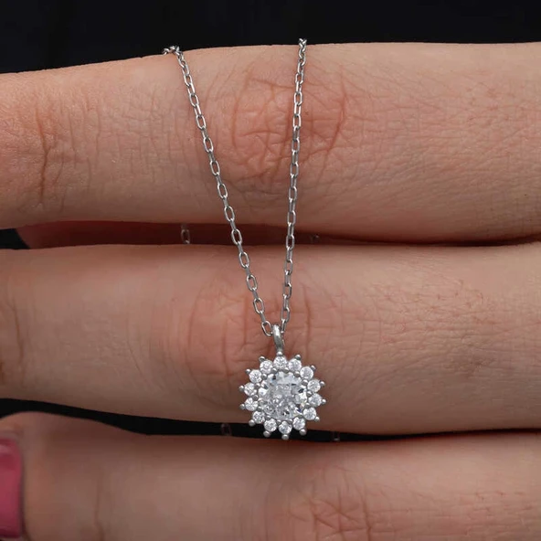 Gümüş Minimal Yuvarlak Anturaj Kadın Kolye - Resim 4