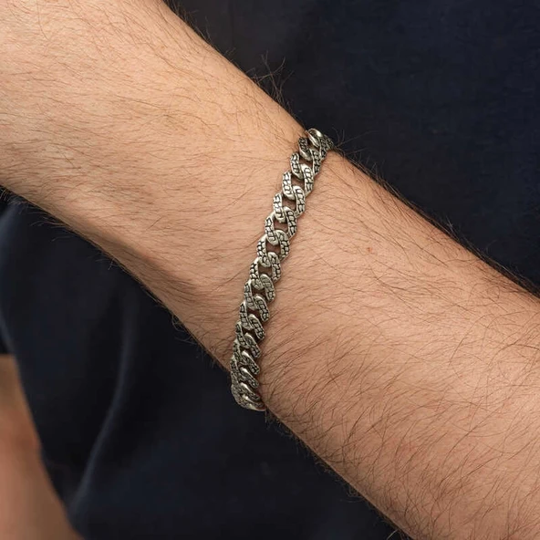 Gümüş Elişi Örgü Gurmet Erkek Bileklik - Resim 2