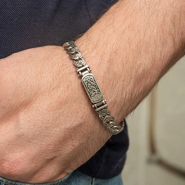 Gümüş Elişi Örgü Gurmet Erkek Bileklik - Resim 4