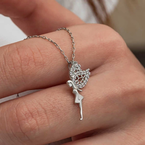 Gümüş Peri Kızı Kadın Kolye - Resim 5