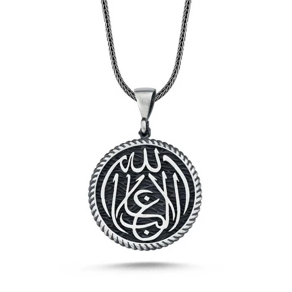Gümüş La Galiba İllallah Yazılı Gümüş Kolye - Resim 2