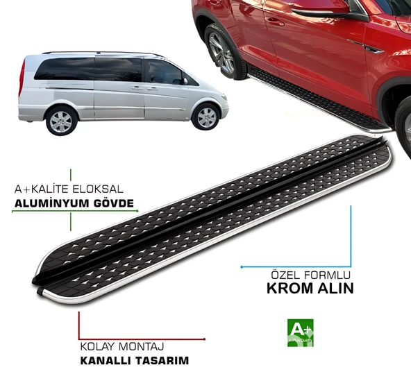 MERCEDES VIONA UZUN ŞASE ARACA ÖZEL YAN BASAMAK DMDK 2004 2005 2006 2007 2008 2009 2010 2011 2012 2013 2014 ürün görseli 1