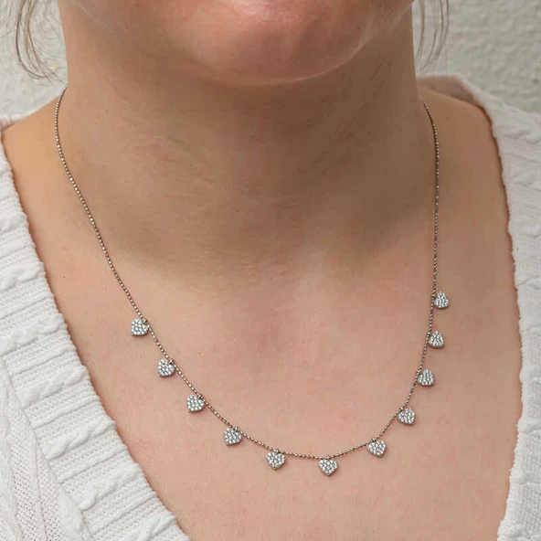 Gümüş Kalpli Şans Kadın Kolye - Resim 3