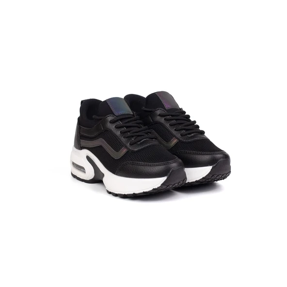 Kız Çocuk Siyah Beyaz Fileli Rahat Günlük Sneaker Nefes Alan Spor Ayakkabı ürün görseli 1