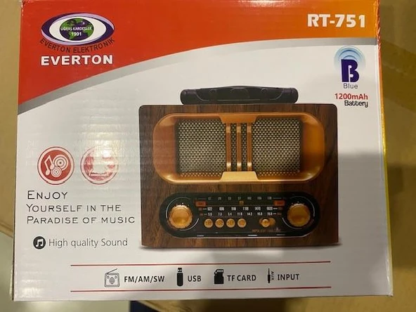 Everton Rt-751 -Fm-Am-Sw-Usb-Tf Card-Aux Nostaljik Radyo Solar (Güneş Paneli) - Resim 2