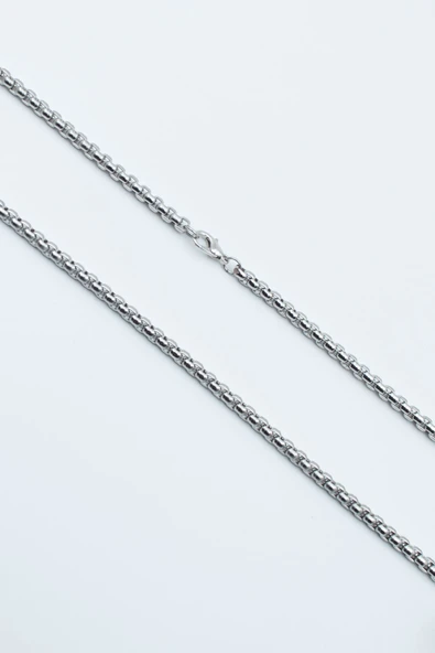 Kalın Gümüş Kaplama Örme Zincir Kolye - Silver Renk ürün görseli 1