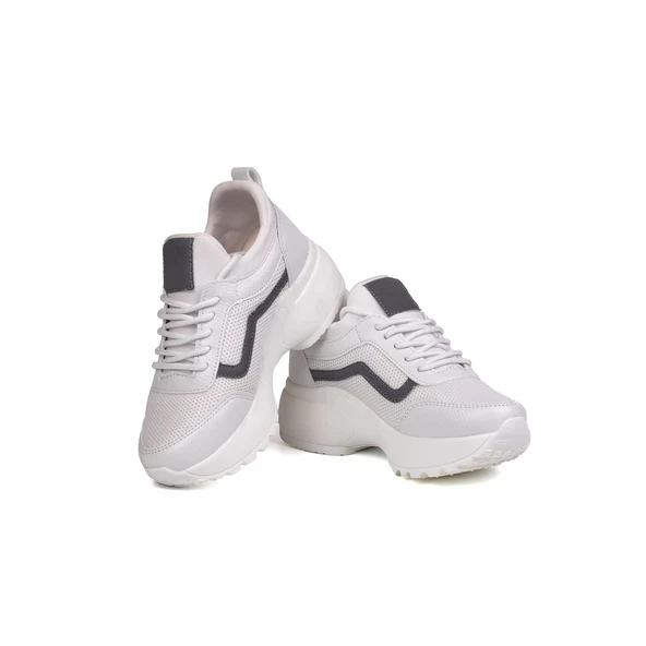 Kız Çocuk Beyaz Fileli Rahat Günlük Sneaker Nefes Alan Spor Ayakkabı - 2