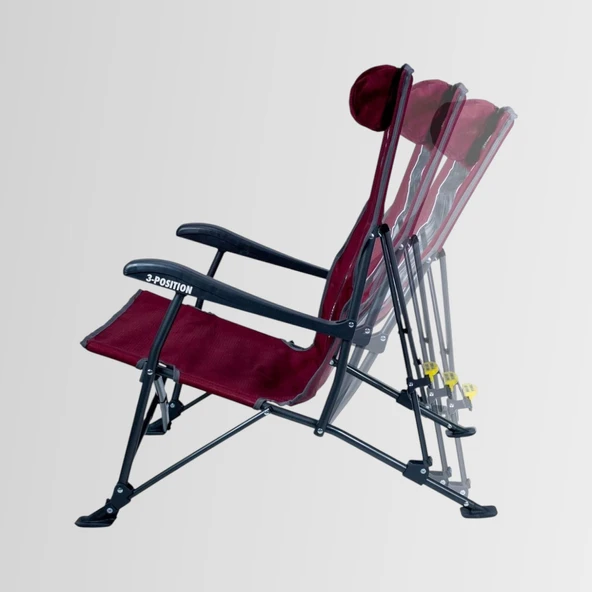 Gci Outdoor Low-Ride Recliner™ 3 Kademeli Katlanır Kamp Sandalyesi BORDO - Resim 2